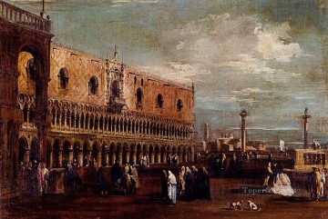  Venice Works - Venice A View Of The Piazzetta Looking South With The Palazzo Ducale Venetian School Francesco Guardi